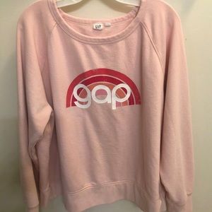 GAP XXL Pink Rainbow Retro Logo Sweatshirt